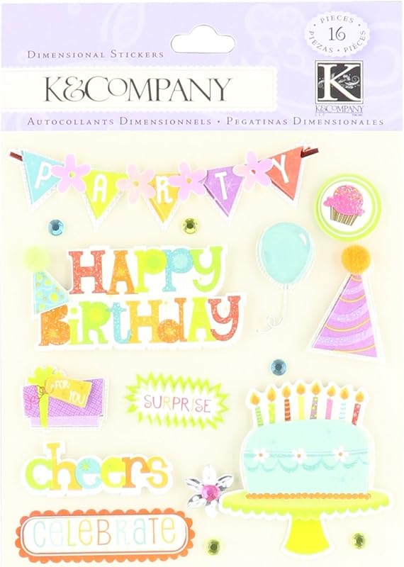 K&Company Dimensional Stickers Birthday Wish